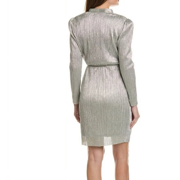 NWOT Nicole Miller Lurex Mettallic Faux Wrap Dress - Picture 3 of 15